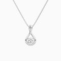 Lab Grown Diamond Cushion Accented Twist Pendant Necklace In 14K White Gold - Lucenjuri