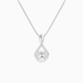 Lab Grown Diamond Cushion Accented Twist Pendant Necklace In 14K White Gold - Back View