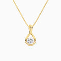 Lab Grown Diamond Cushion Accented Twist Pendant Necklace In 18K Yellow Gold - Lucenjuri