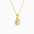 Lab Grown Diamond Cushion Accented Twist Pendant Necklace In 14K Yellow Gold - Front Angle View