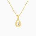 Lab Grown Diamond Cushion Accented Twist Pendant Necklace In 14K Yellow Gold - Back View
