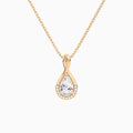 Lab Grown Diamond Pear Accented Twist Pendant Necklace In 14K Rose Gold - Lucenjuri