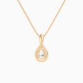 Lab Grown Diamond Pear Accented Twist Pendant Necklace In 14K Rose Gold - Back View