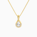 Lab Grown Diamond Pear Accented Twist Pendant Necklace In 14K Yellow Gold - Lucenjuri