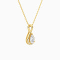 Lab Grown Diamond Pear Accented Twist Pendant Necklace In 14K Yellow Gold - Front Angle View
