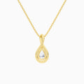Lab Grown Diamond Pear Accented Twist Pendant Necklace In 18K Yellow Gold - Back View