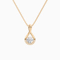 Lab Grown Diamond Round Accented Twist Pendant Necklace In 14K Rose Gold - Lucenjuri