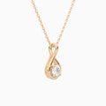 Lab Grown Diamond Round Accented Twist Pendant Necklace In 14K Rose Gold - Front Angle View
