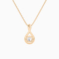 Lab Grown Diamond Round Accented Twist Pendant Necklace In 14K Rose Gold - Back View
