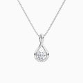 Lab Grown Diamond Round Accented Twist Pendant Necklace In 14K White Gold - Lucenjuri