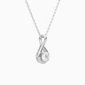 Lab Grown Diamond Round Accented Twist Pendant Necklace In 14K White Gold - Front Angle View