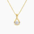 Lab Grown Diamond Round Accented Twist Pendant Necklace In 14K Yellow Gold - Lucenjuri