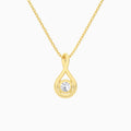 Lab Grown Diamond Round Accented Twist Pendant Necklace In 14K Yellow Gold - Back View