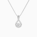 Lab Grown Diamond Cushion Halo Pavé Twist Pendant Necklace In Platinum - Lucenjuri