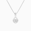 Lab Grown Diamond Cushion Halo Pavé Twist Pendant Necklace In Platinum - Back View