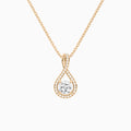 Lab Grown Diamond Cushion Halo Pavé Twist Pendant Necklace In 14K Rose Gold - Lucenjuri
