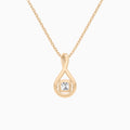 Lab Grown Diamond Cushion Halo Pavé Twist Pendant Necklace In 14K Rose Gold - Back View