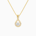 Lab Grown Diamond Cushion Halo Pavé Twist Pendant Necklace In 14K Yellow Gold - Lucenjuri