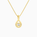 Lab Grown Diamond Cushion Halo Pavé Twist Pendant Necklace In 18K Yellow Gold - Back View
