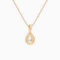 Lab Grown Diamond Pear Halo Pavé Twist Pendant Necklace In 14K Rose Gold - Back View