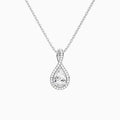 Lab Grown Diamond Pear Halo Pavé Twist Pendant Necklace In 14K White Gold - Lucenjuri