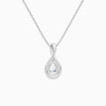 Lab Grown Diamond Pear Halo Pavé Twist Pendant Necklace In 14K White Gold - Back View