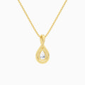 Lab Grown Diamond Pear Halo Pavé Twist Pendant Necklace In 18K Yellow Gold - Back View