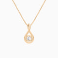 Lab Grown Diamond Round Halo Pavé Twist Pendant Necklace In 14K Rose Gold - Back View