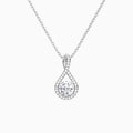 Lab Grown Diamond Round Halo Pavé Twist Pendant Necklace In 14K White Gold - Lucenjuri