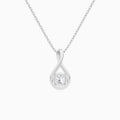 Lab Grown Diamond Round Halo Pavé Twist Pendant Necklace In 14K White Gold - Back View