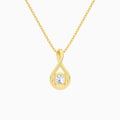 Lab Grown Diamond Round Halo Pavé Twist Pendant Necklace In 14K Yellow Gold - Back View