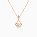 Lab Grown Diamond Cushion Solitaire Twist Pendant Necklace In 14K Rose Gold - Lucenjuri
