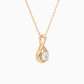 Lab Grown Diamond Cushion Solitaire Twist Pendant Necklace In 14K Rose Gold - Front Angle View