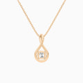 Lab Grown Diamond Cushion Solitaire Twist Pendant Necklace In 14K Rose Gold - Back View