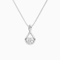 Lab Grown Diamond Cushion Solitaire Twist Pendant Necklace In 14K White Gold - Lucenjuri