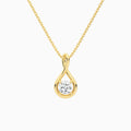 Lab Grown Diamond Cushion Solitaire Twist Pendant Necklace In 14K Yellow Gold - Lucenjuri