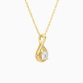 Lab Grown Diamond Cushion Solitaire Twist Pendant Necklace In 14K Yellow Gold - Front Angle View