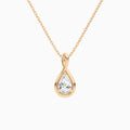 Lab Grown Diamond Pear Solitaire Twist Pendant Necklace In 14K Rose Gold - Lucenjuri