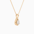 Lab Grown Diamond Pear Solitaire Twist Pendant Necklace In 14K Rose Gold - Front Angle View