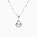 Lab Grown Diamond Pear Solitaire Twist Pendant Necklace In 14K White Gold - Lucenjuri