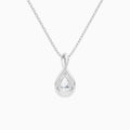 Lab Grown Diamond Pear Solitaire Twist Pendant Necklace In 14K White Gold - Back View