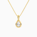 Lab Grown Diamond Pear Solitaire Twist Pendant Necklace In 14K Yellow Gold - Lucenjuri