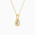 Lab Grown Diamond Pear Solitaire Twist Pendant Necklace In 14K Yellow Gold - Front Angle View