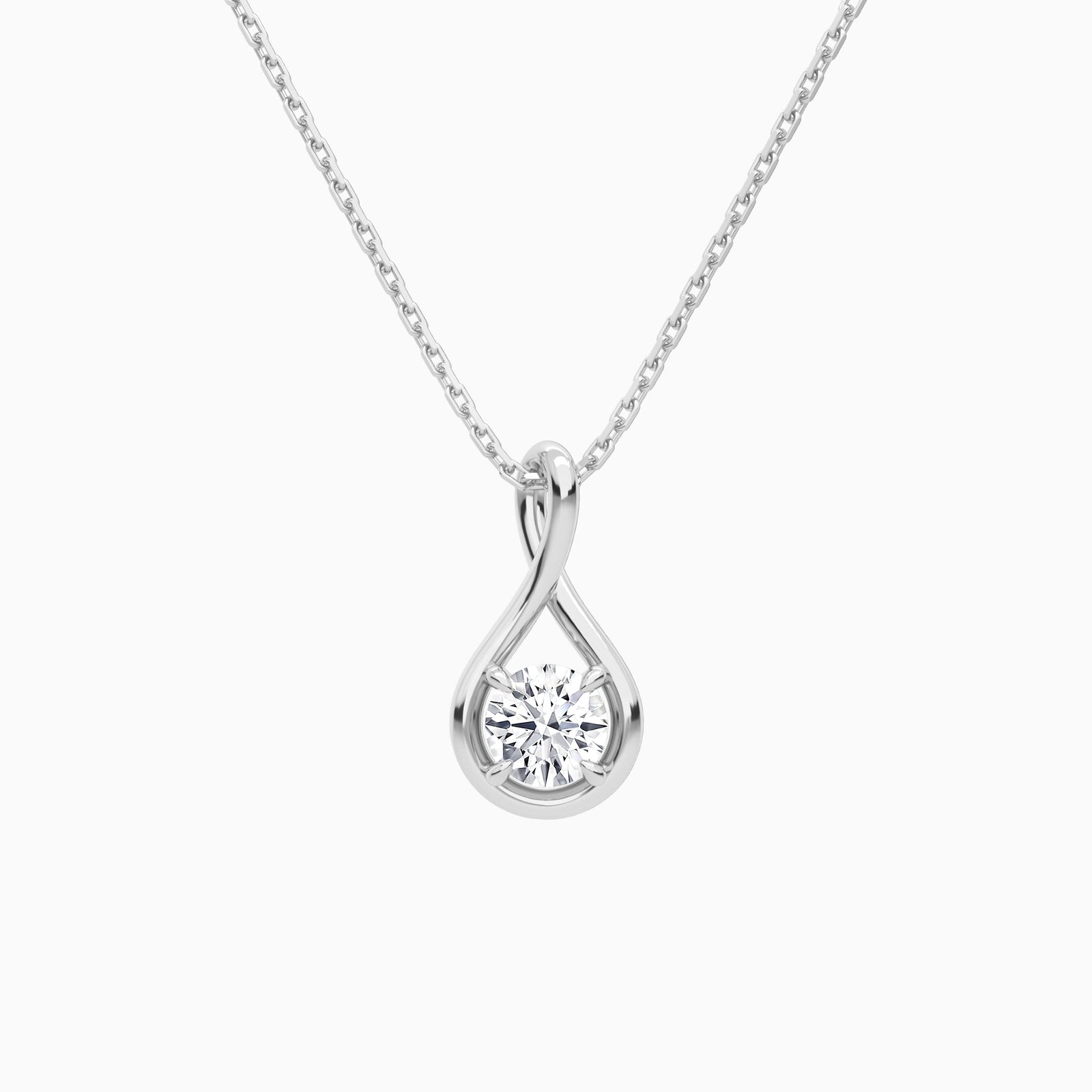 Lab Grown Diamond Round Solitaire Twist Pendant Necklace In Platinum - Lucenjuri