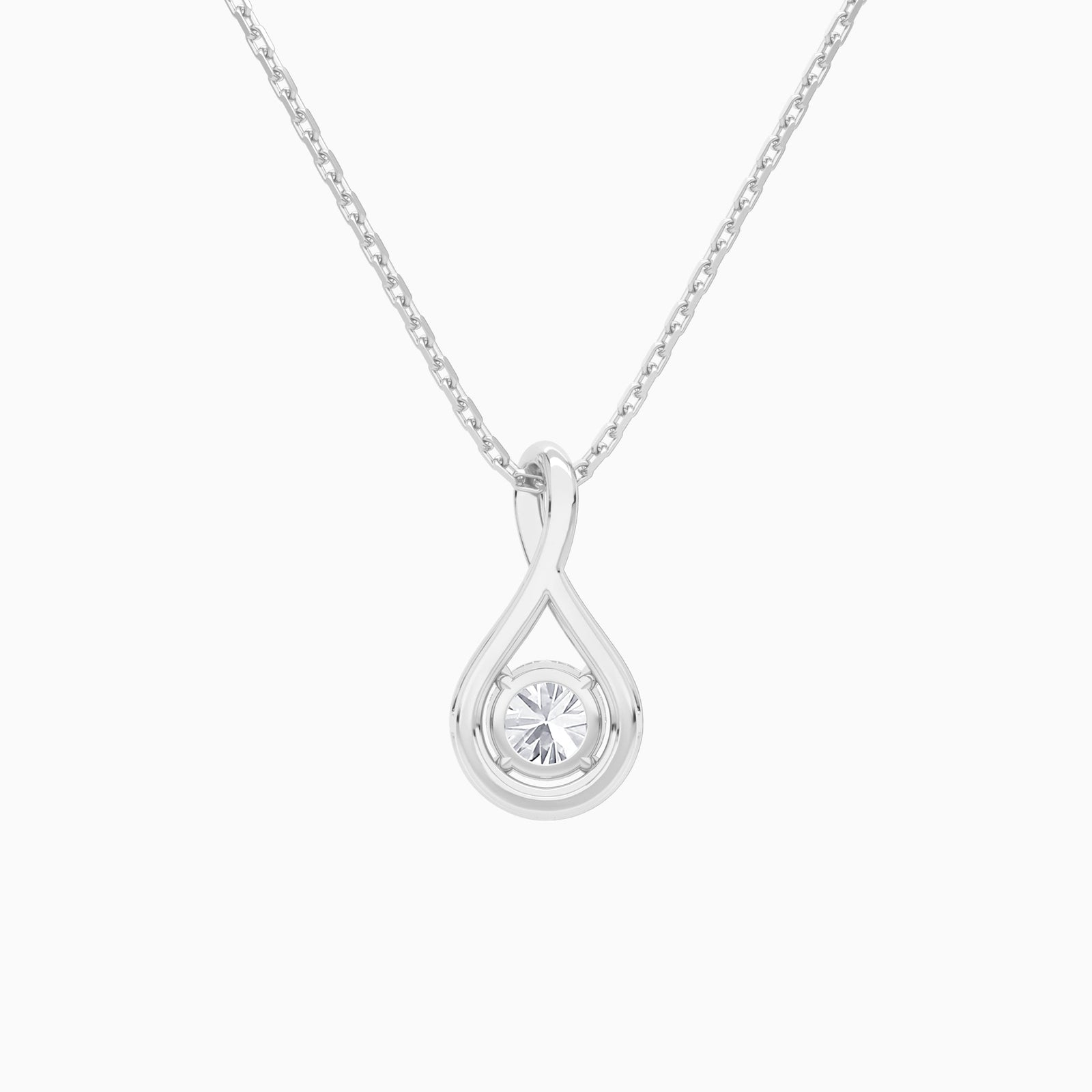 Lab Grown Diamond Round Solitaire Twist Pendant Necklace In Platinum - Back View