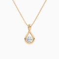 Lab Grown Diamond Round Solitaire Twist Pendant Necklace In 14K Rose Gold - Lucenjuri