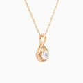 Lab Grown Diamond Round Solitaire Twist Pendant Necklace In 14K Rose Gold - Front Angle View