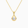 Lab Grown Diamond Round Solitaire Twist Pendant Necklace In 14K Yellow Gold - Lucenjuri
