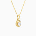 Lab Grown Diamond Round Solitaire Twist Pendant Necklace In 18K Yellow Gold - Front Angle View