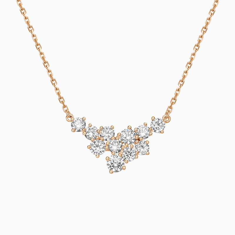 Sparkling Cluster Lab Grown Diamond Necklace In 14K Rose Gold - Lucenjuri